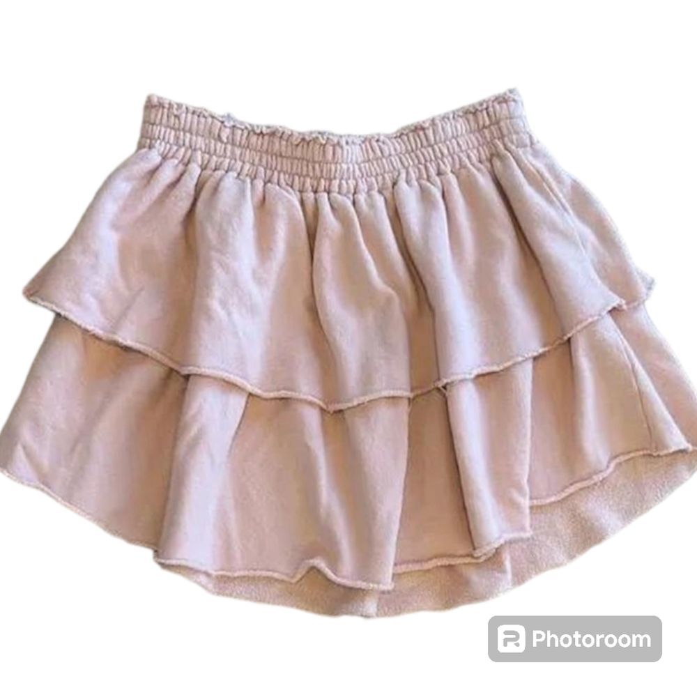 Women 2X Flare Pink Layered Skirt Cotton Blend Flowy Plus Size Peplum Ruffle